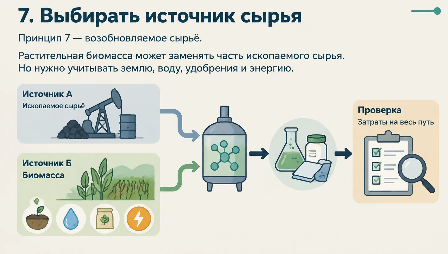 7. Выбирать источник сырья
