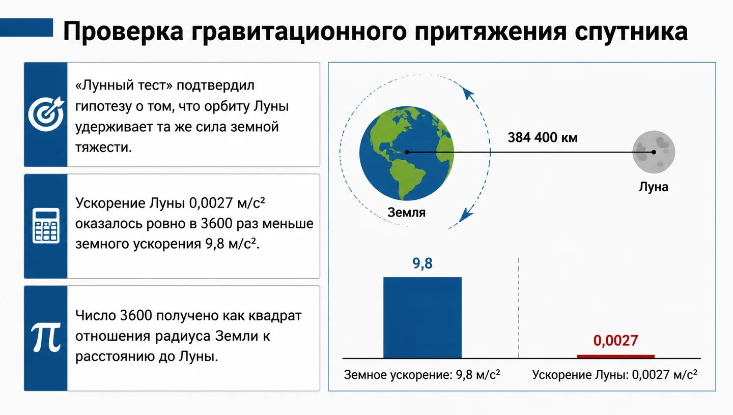 Проверка гравитационного притяжения спутника