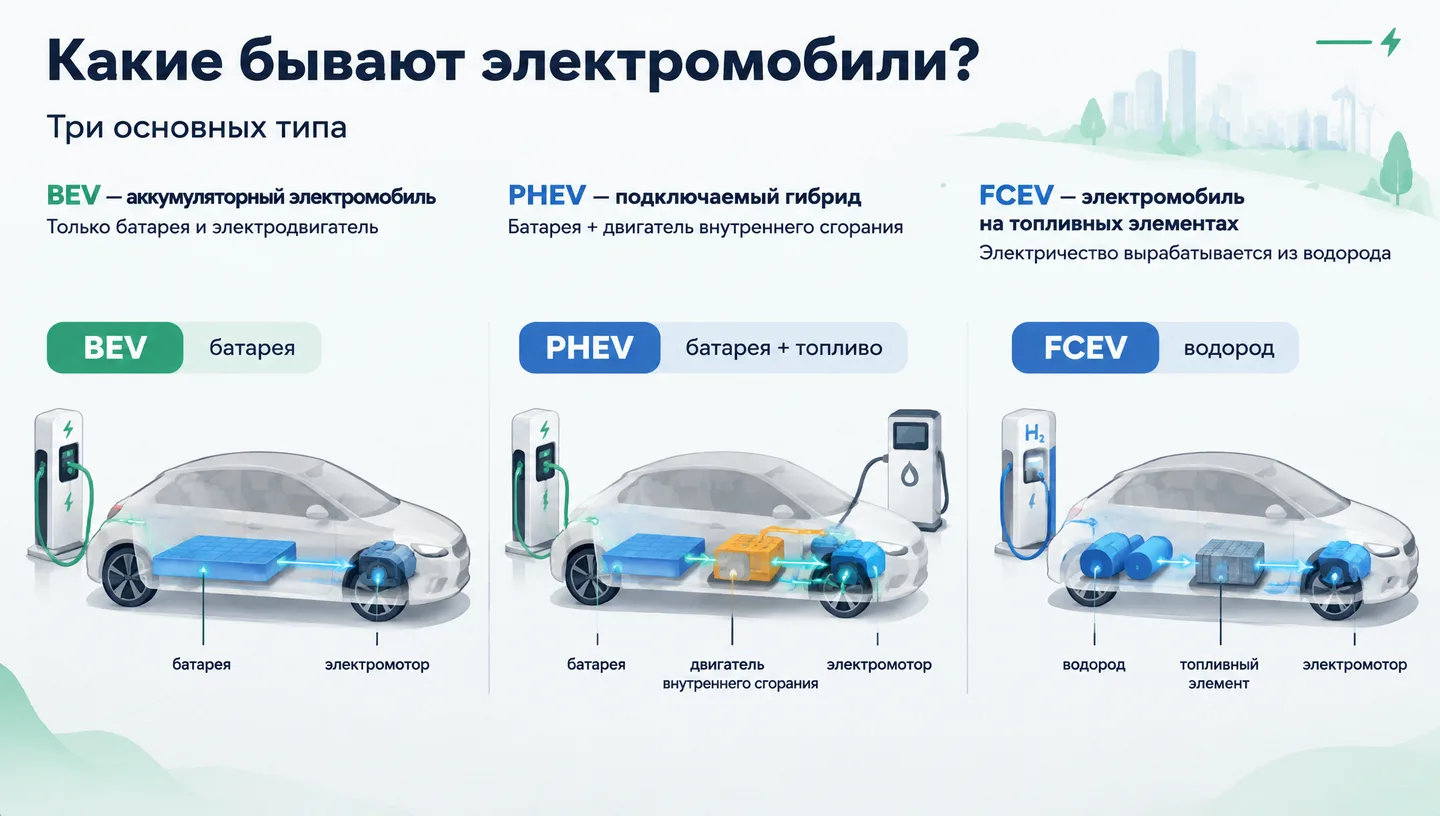 Какие бывают электромобили?