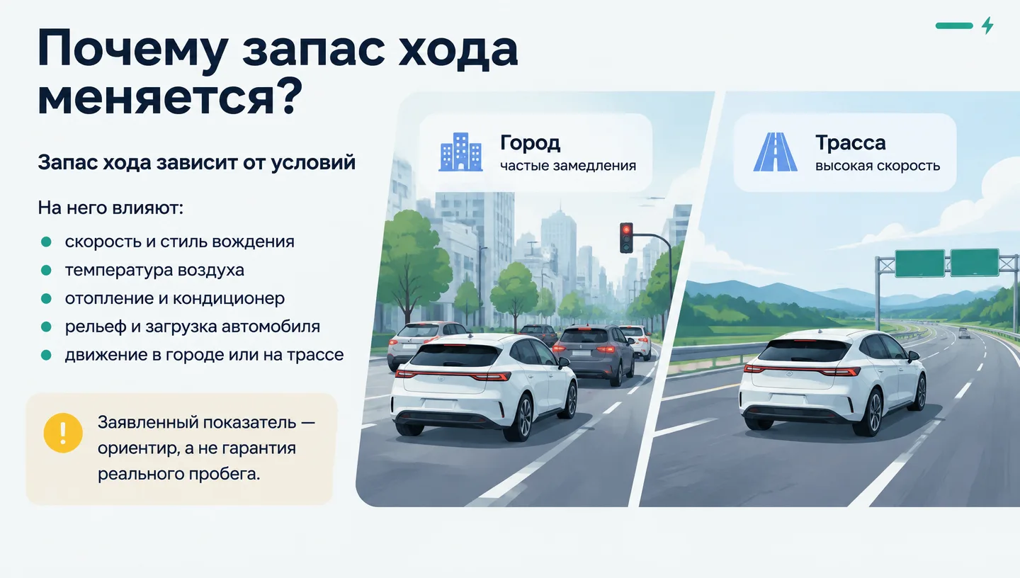 Почему запас хода меняется?