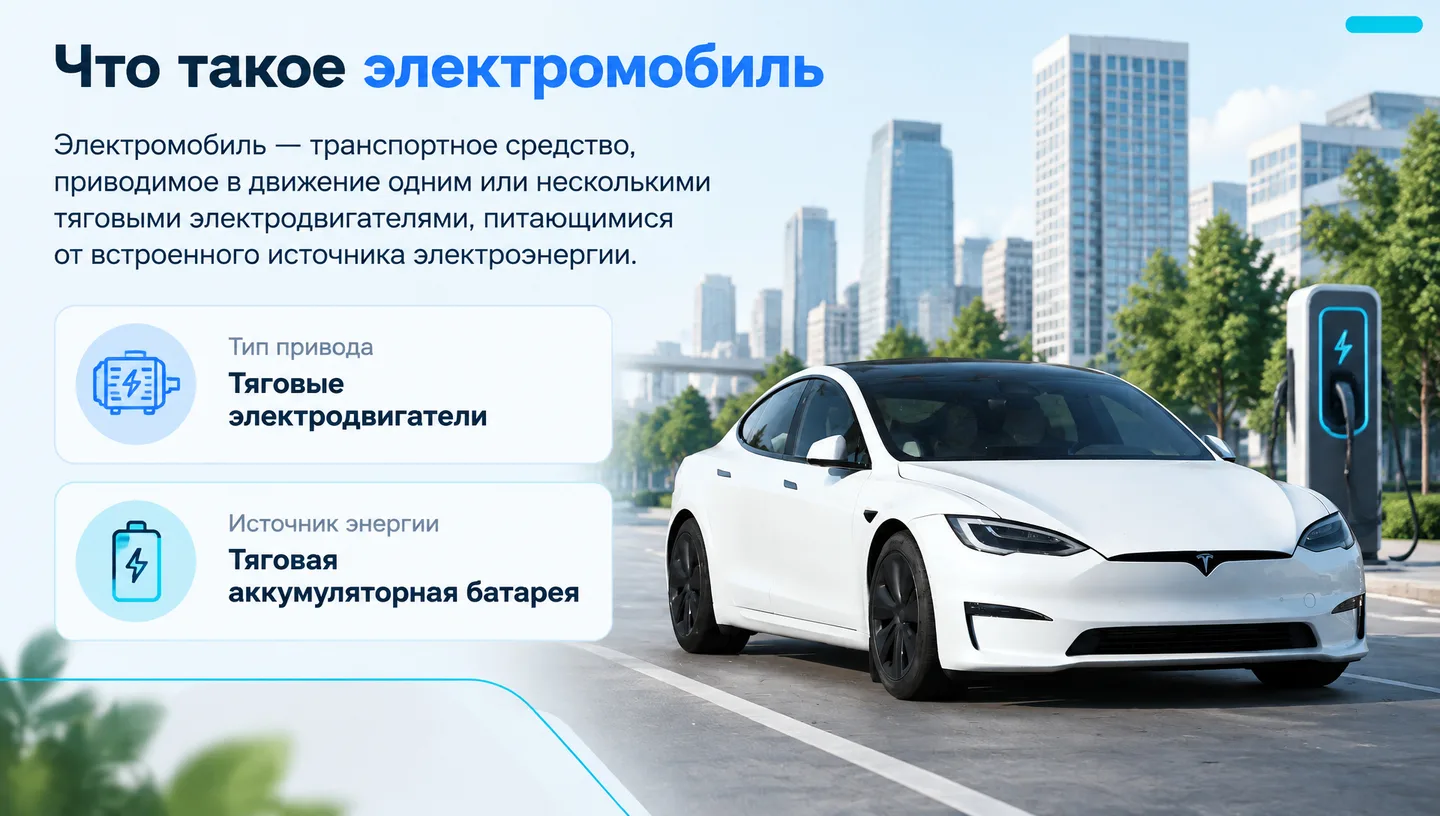 Первый слайд: Что такое электромобиль