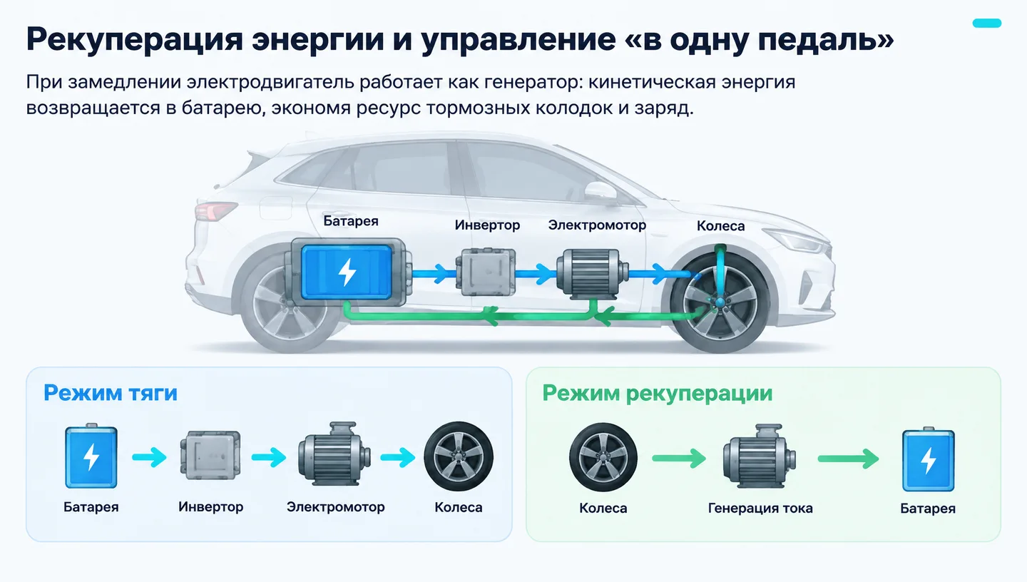 Рекуперация энергии и управление «в одну педаль»