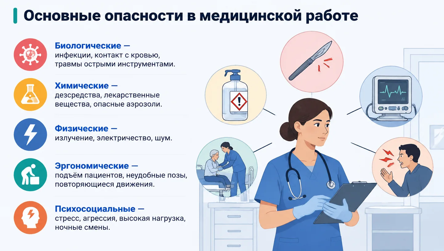 Основные опасности в медицинской работе