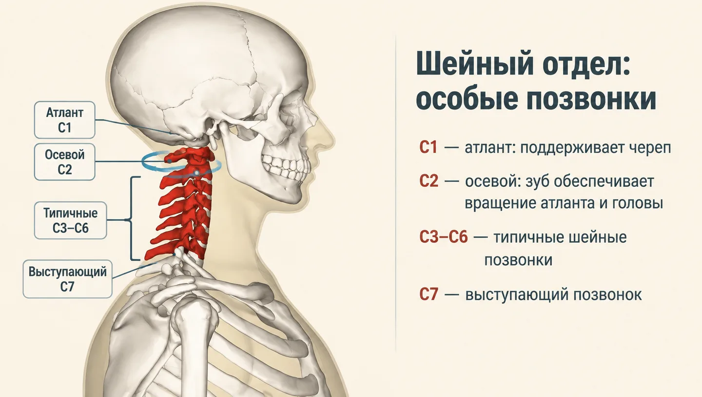 Шейный отдел: особые позвонки