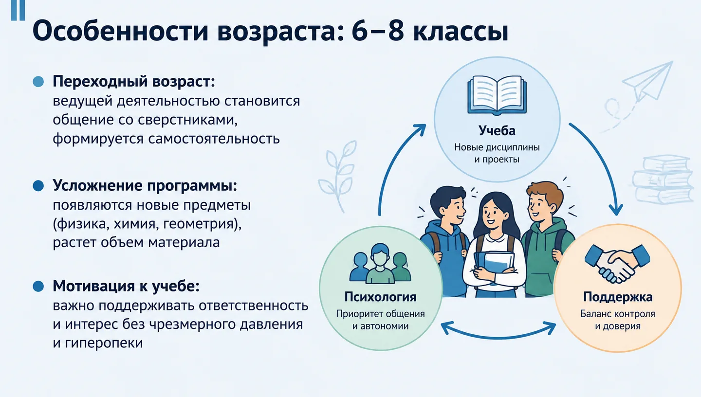 Особенности возраста: 6–8 классы