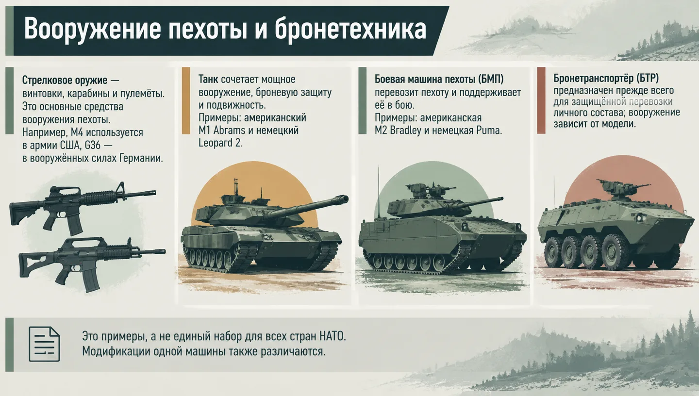 Вооружение пехоты и бронетехника