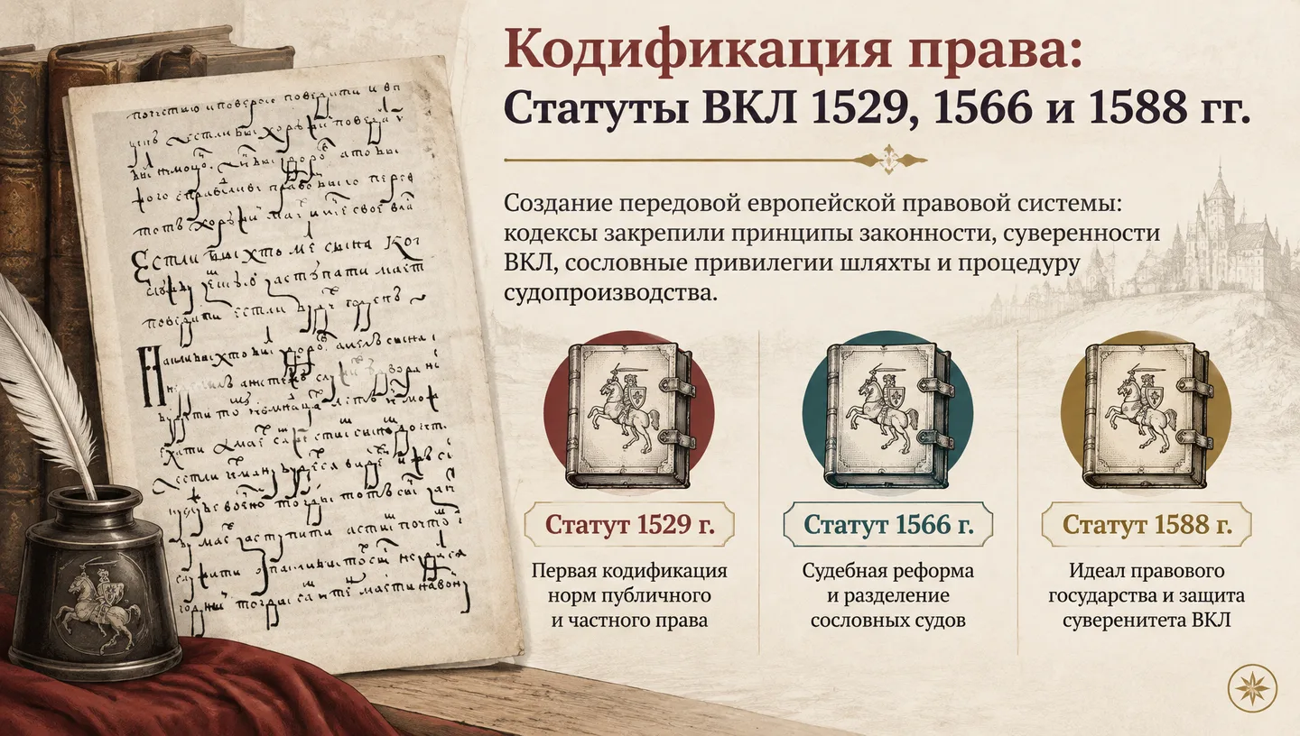 Кодификация права: Статуты ВКЛ 1529, 1566 и 1588 гг.