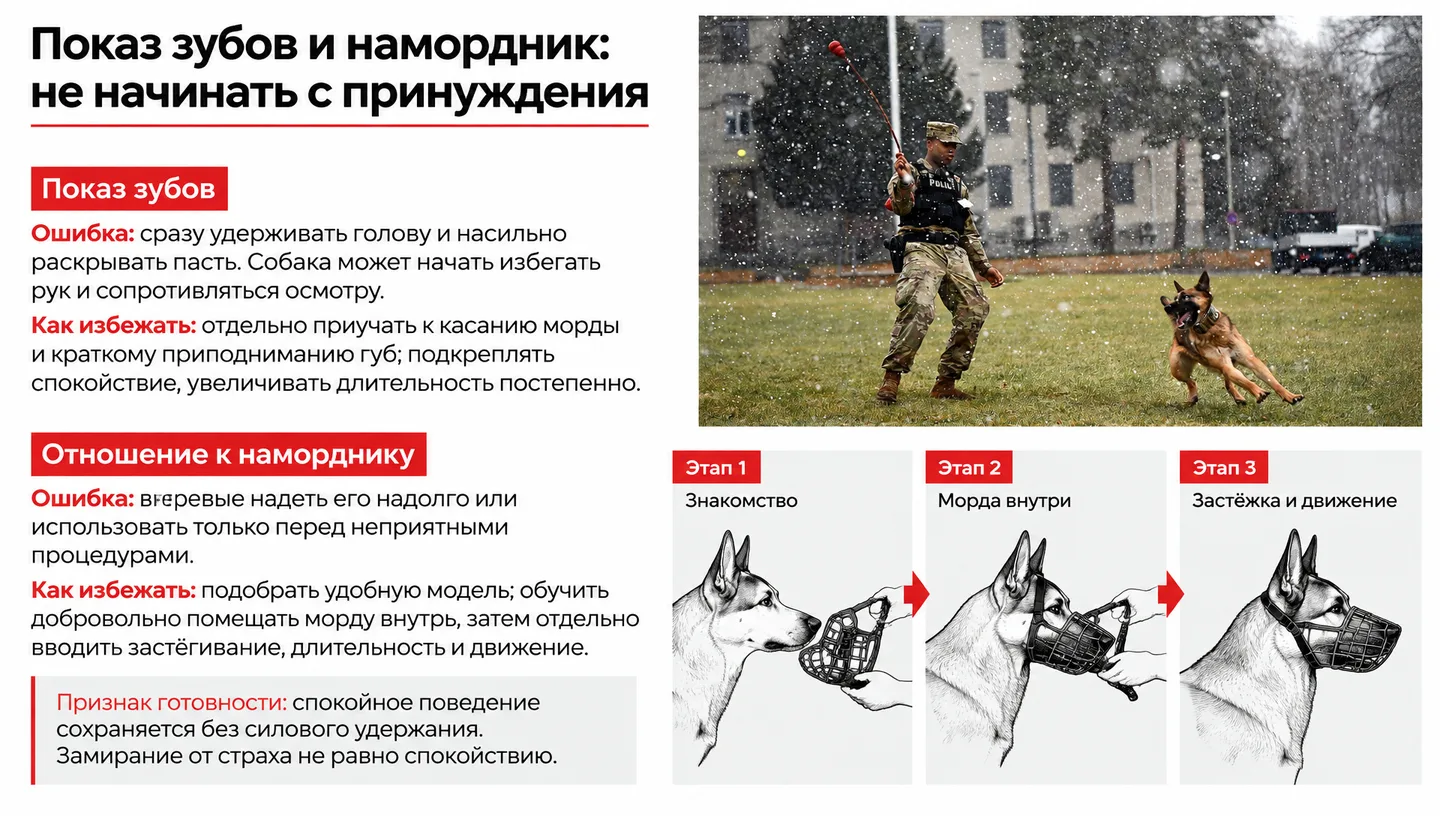 Показ зубов и намордник: не начинать с принуждения