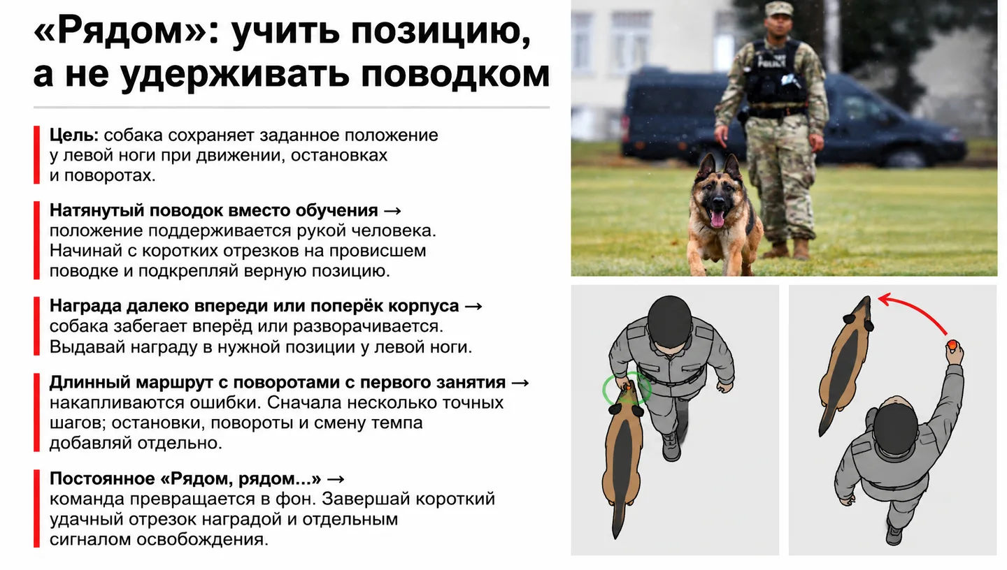 «Рядом»: учить позицию, а не удерживать поводком