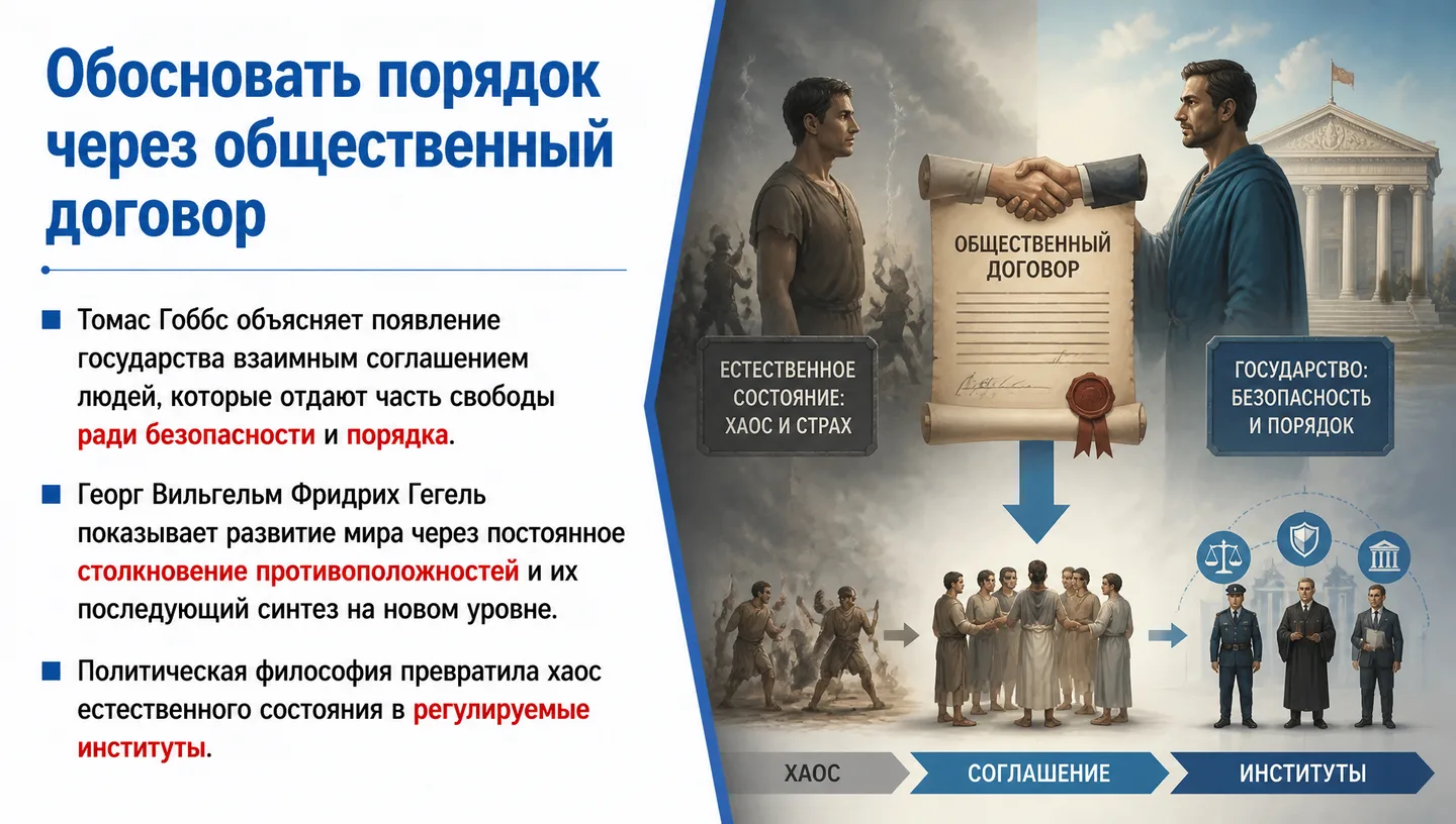 Обосновать порядок через общественный договор