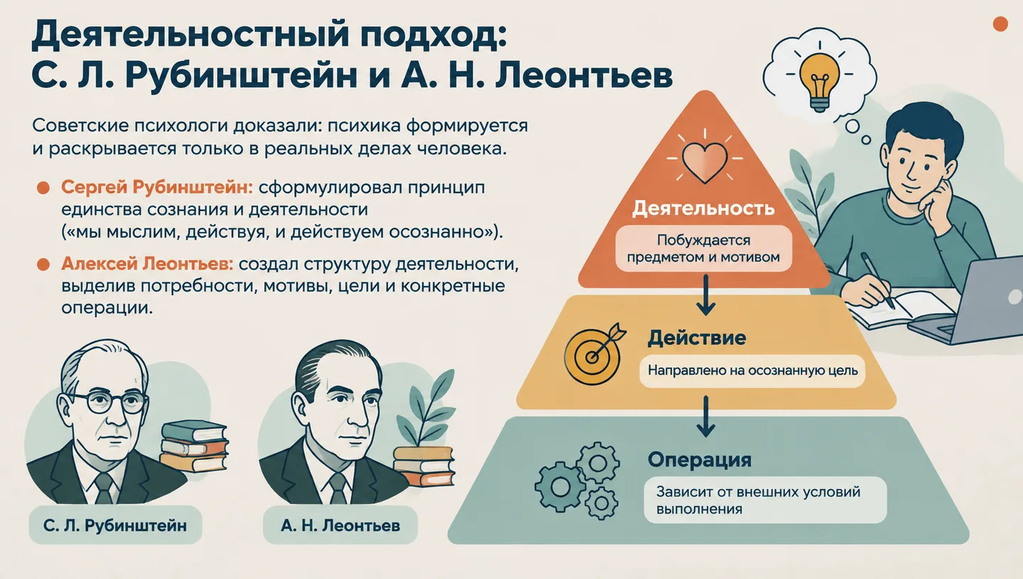 Деятельностный подход: С. Л. Рубинштейн и А. Н. Леонтьев