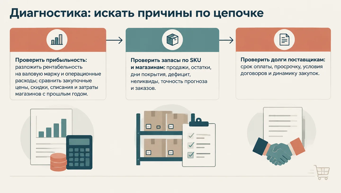 Диагностика: искать причины по цепочке