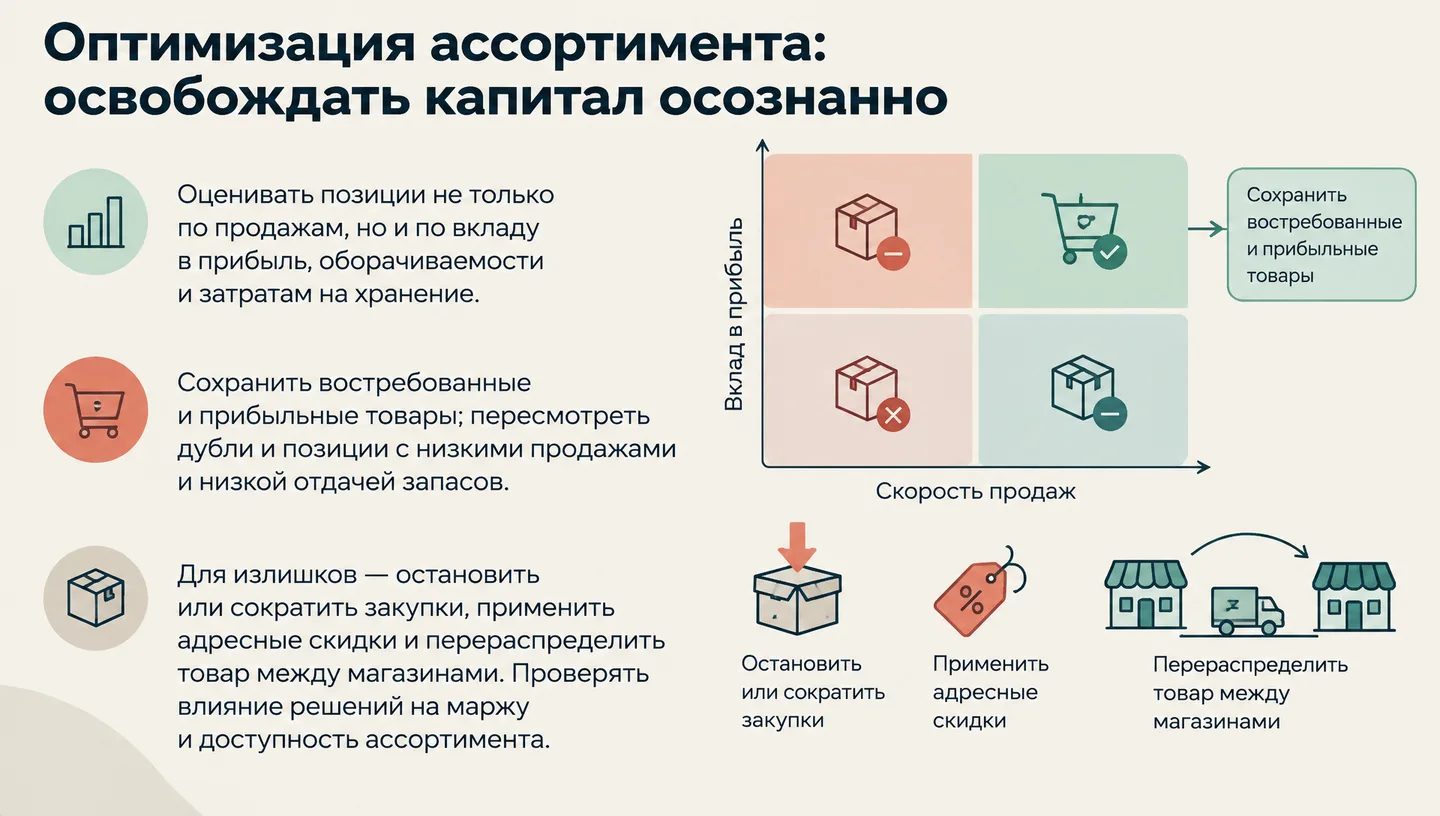 Оптимизация ассортимента: освобождать капитал осознанно