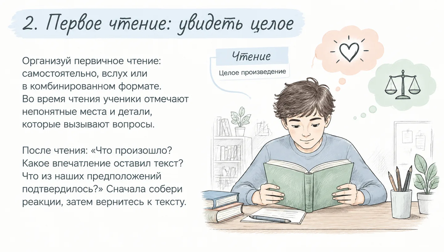 2. Первое чтение: увидеть целое