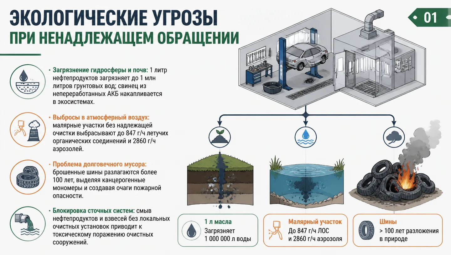 Экологические угрозы при ненадлежащем обращении