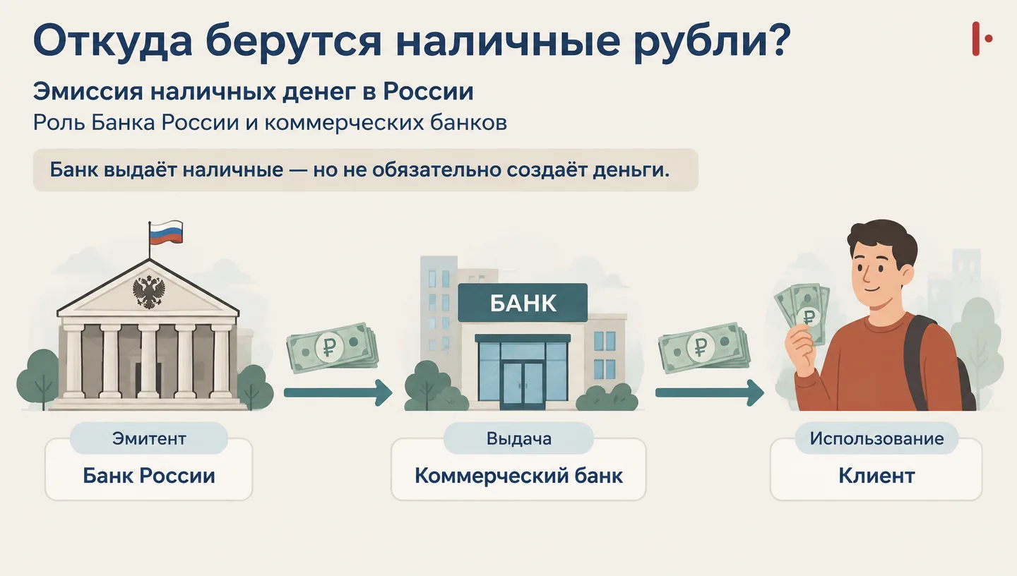Первый слайд: Откуда берутся наличные рубли?