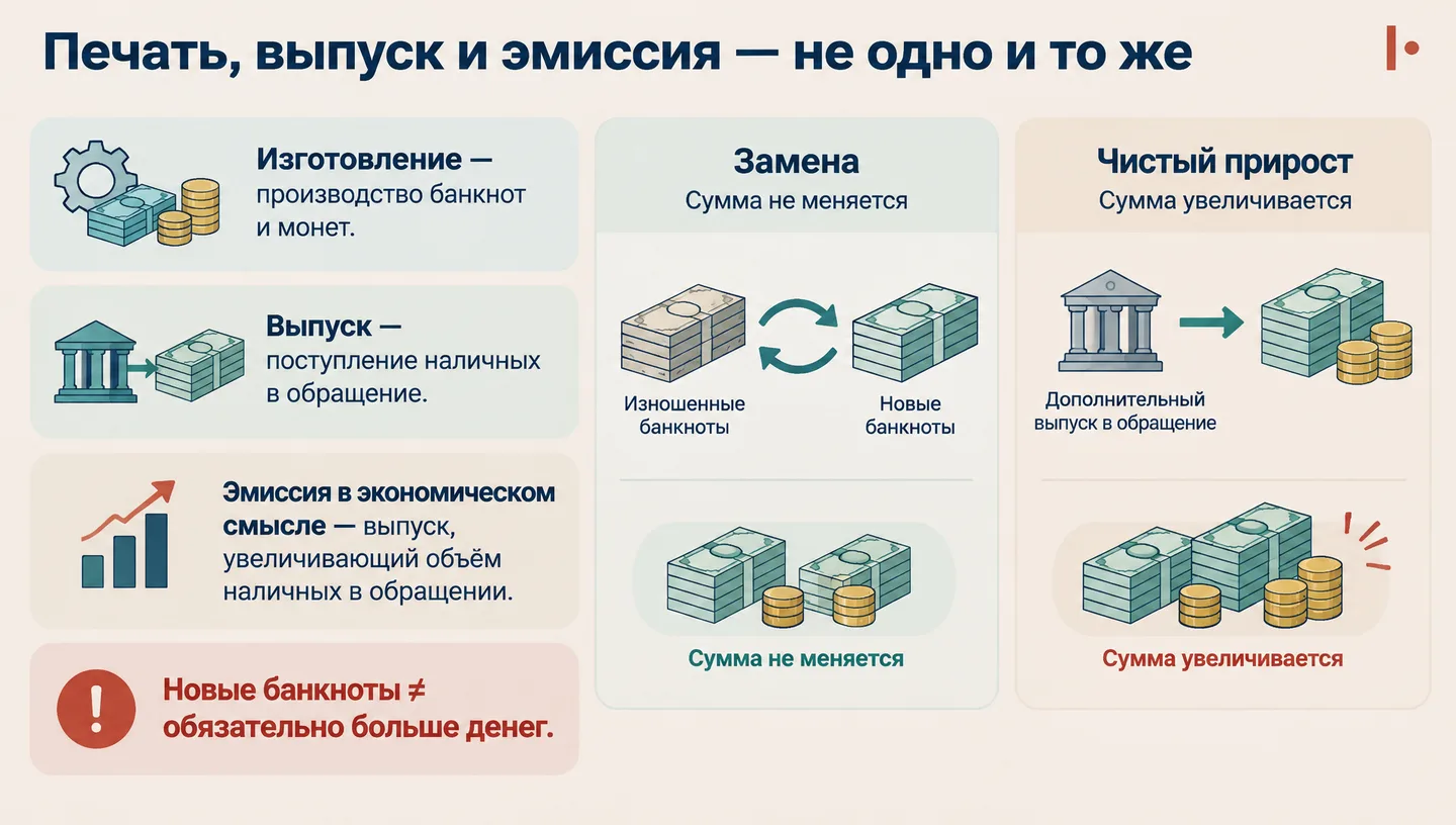 Печать, выпуск и эмиссия — не одно и то же