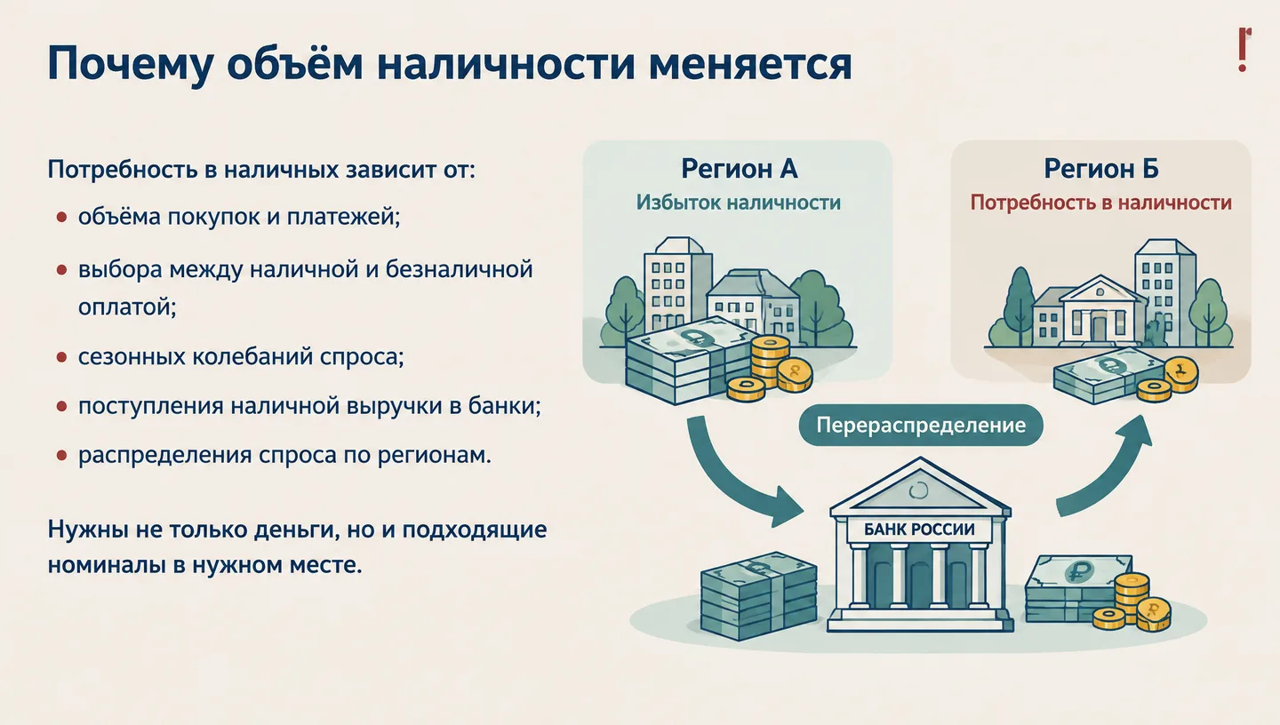 Почему объём наличности меняется