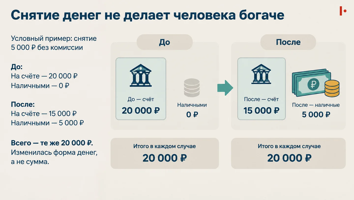 Снятие денег не делает человека богаче