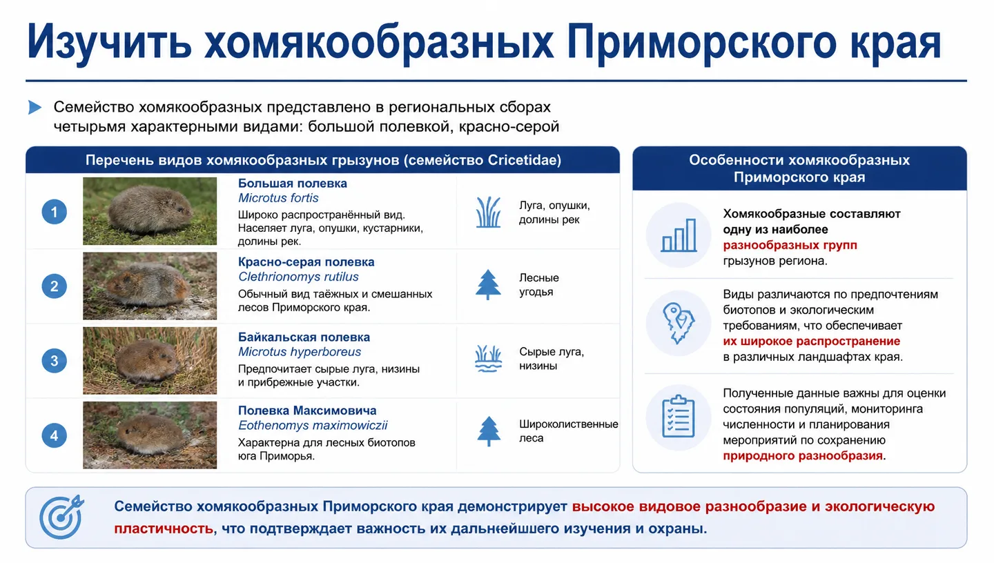 Изучить хомякообразных Приморского края
