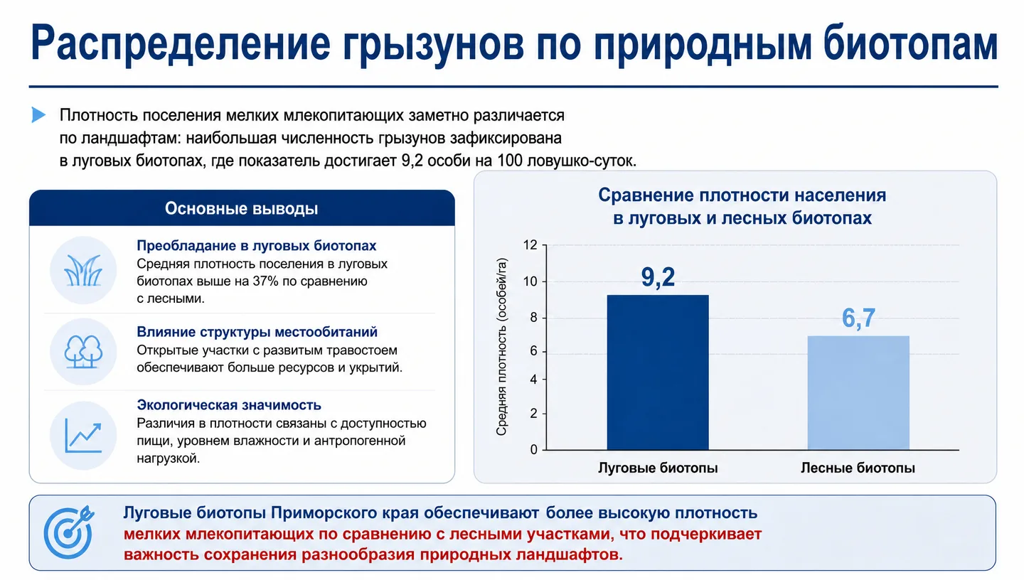 Распределение грызунов по природным биотопам