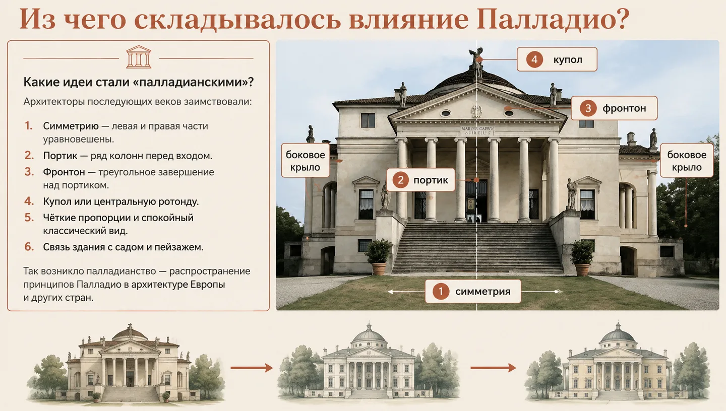Из чего складывалось влияние Палладио?