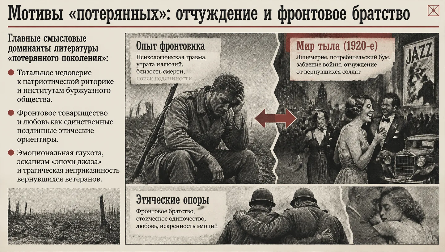 Мотивы «потерянных»: отчуждение и фронтовое братство