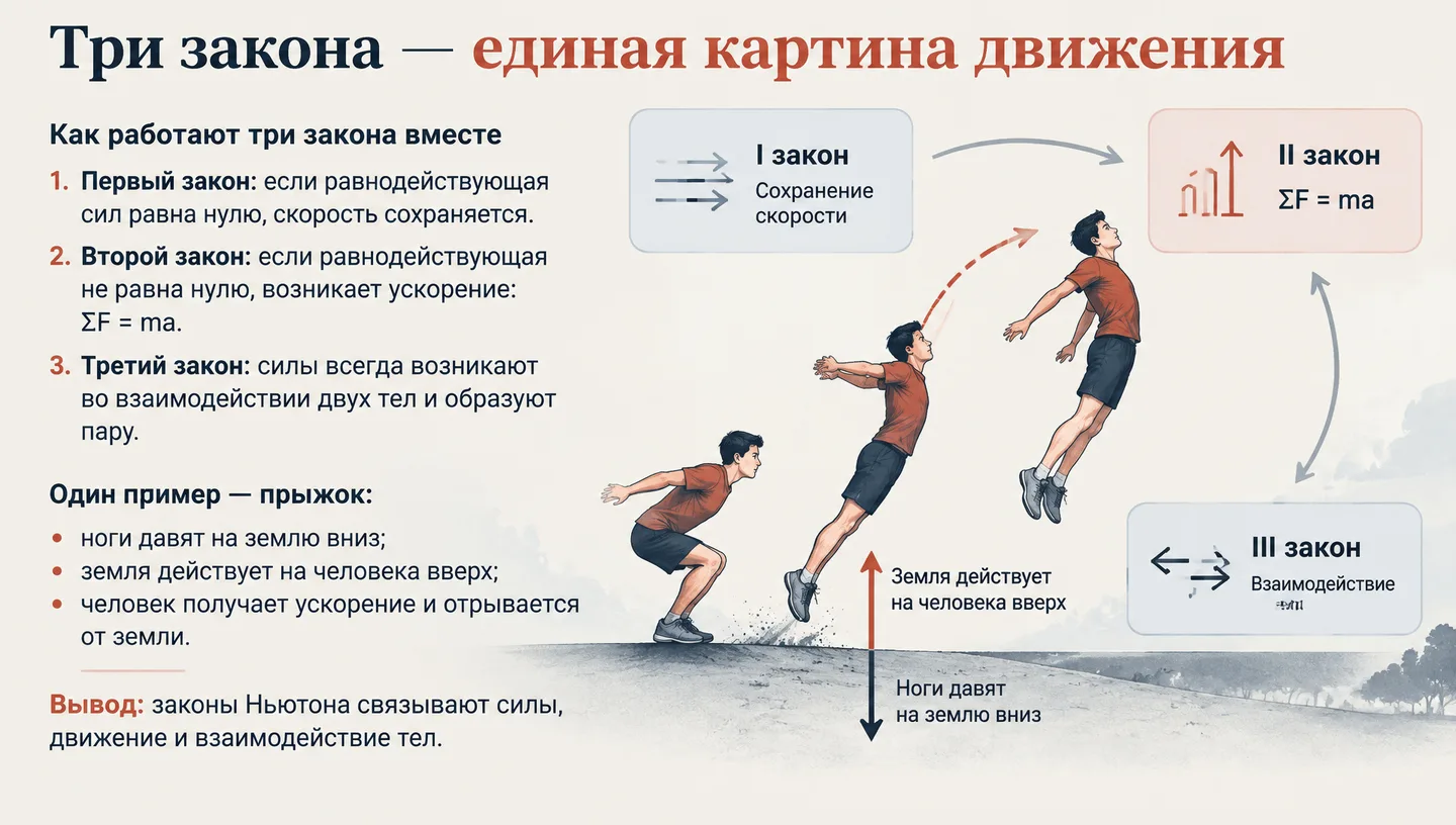 Три закона — единая картина движения