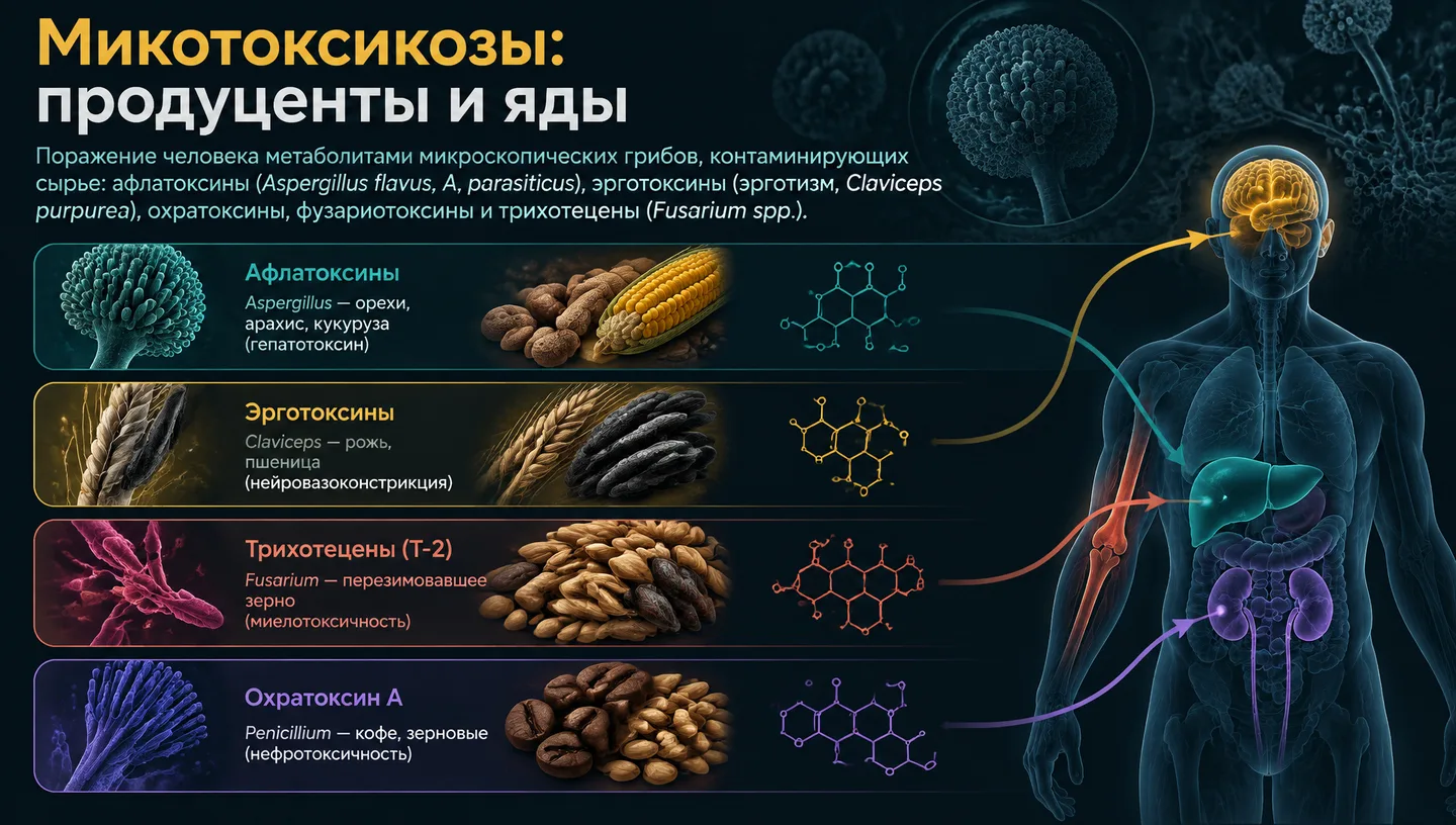 Микотоксикозы: продуценты и яды