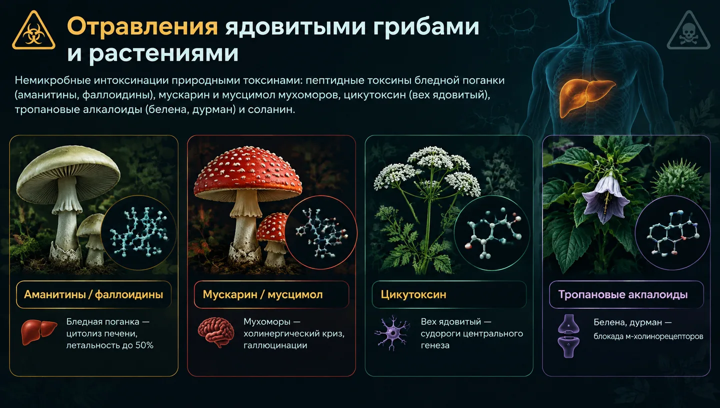 Отравления ядовитыми грибами и растениями