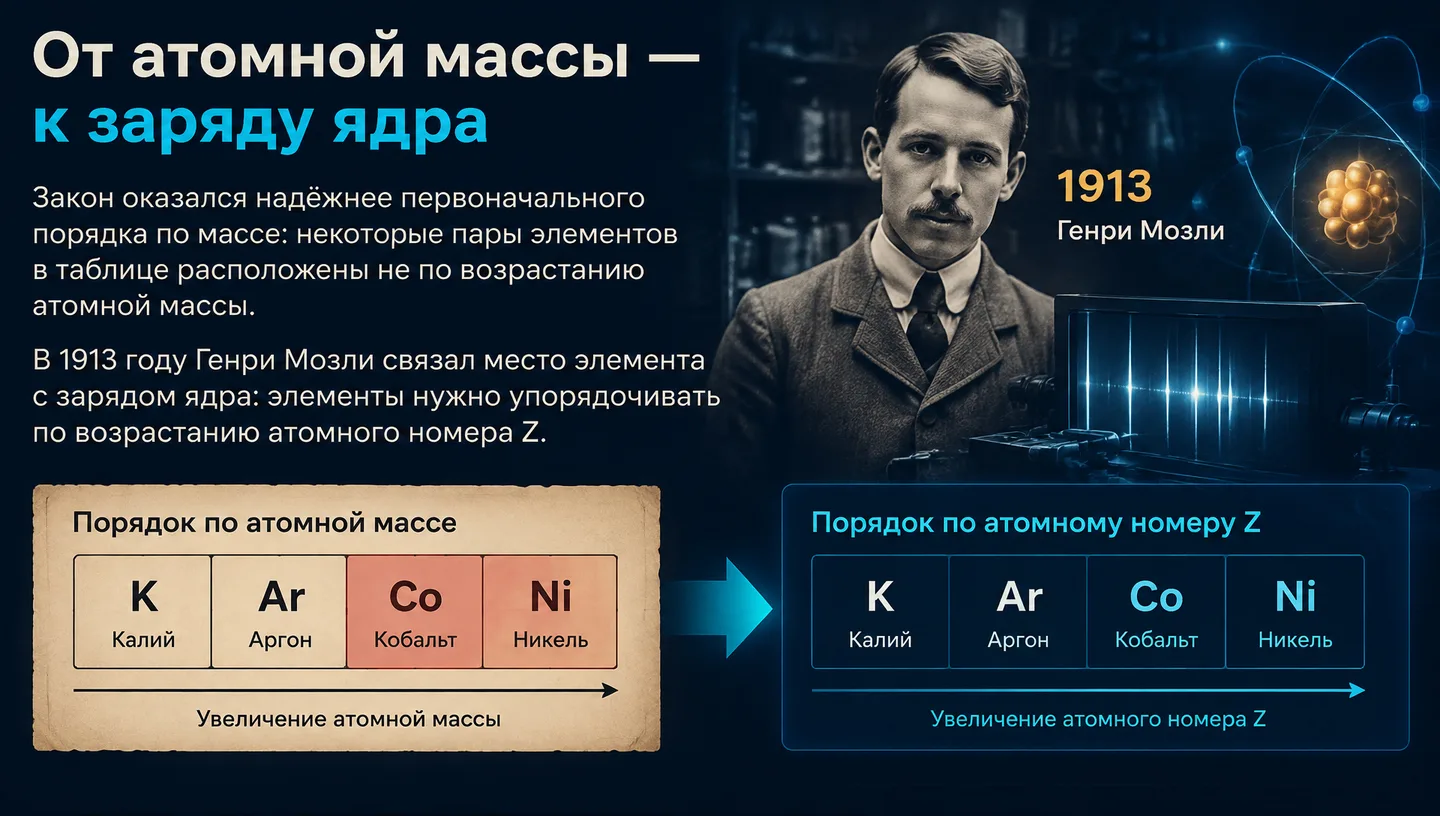 От атомной массы — к заряду ядра