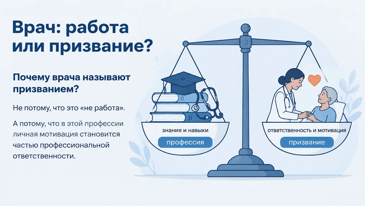 Первый слайд: Врач: работа или призвание?