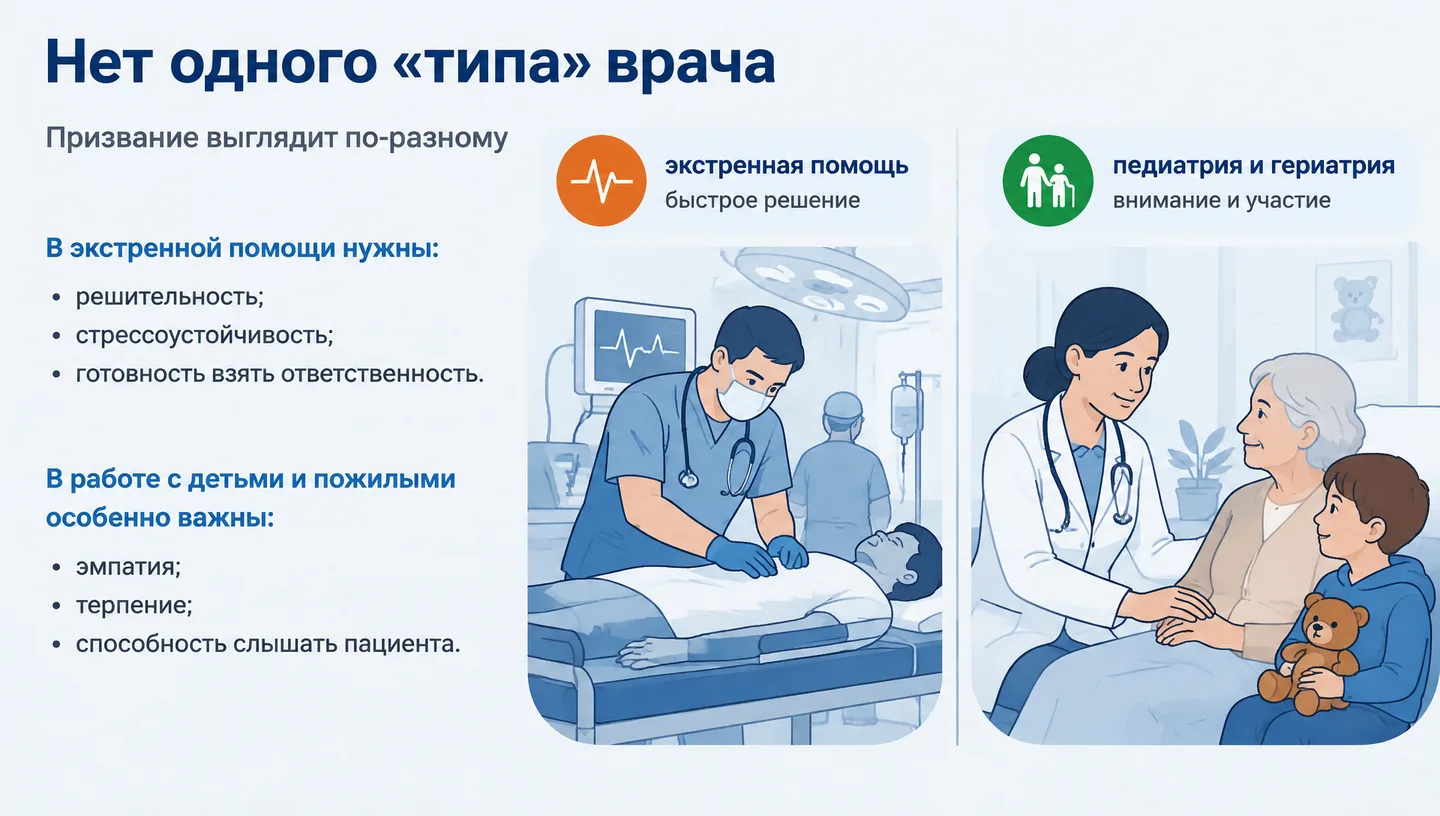 Нет одного «типа» врача