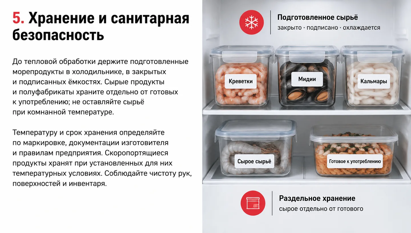 5. Хранение и санитарная безопасность