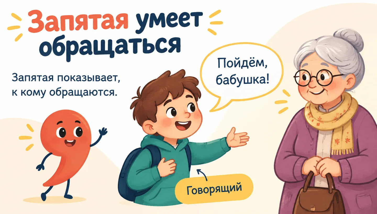 Запятая умеет обращаться