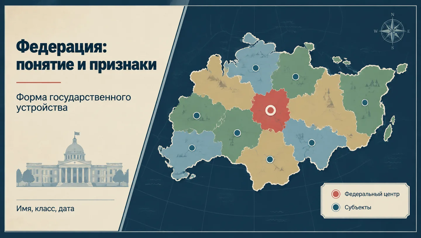 Первый слайд: Федерация: понятие и признаки
