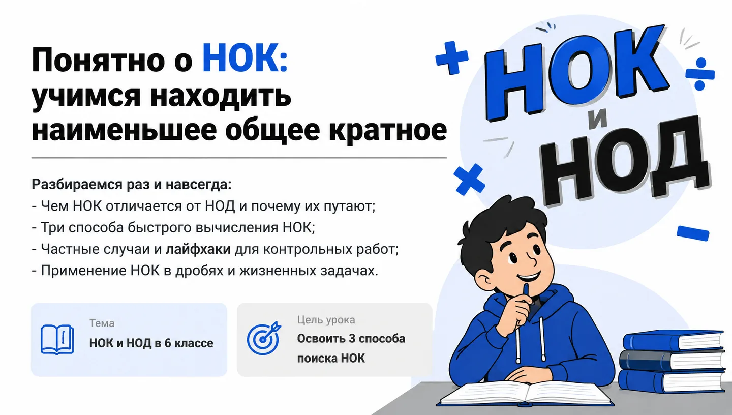 Первый слайд: Понятно о НОК: учимся находить наименьшее общее кратное