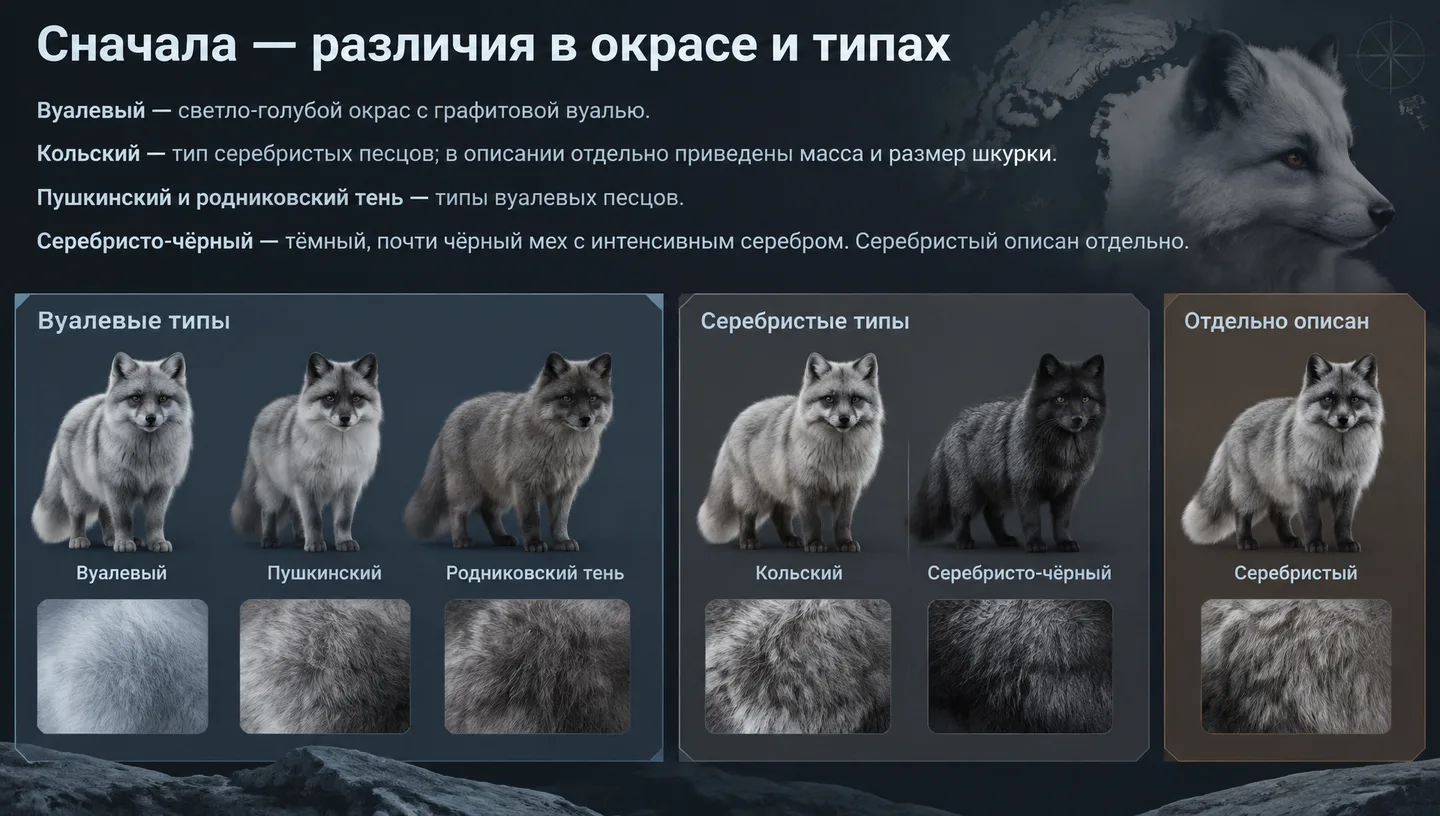 Сначала — различия в окрасе и типах