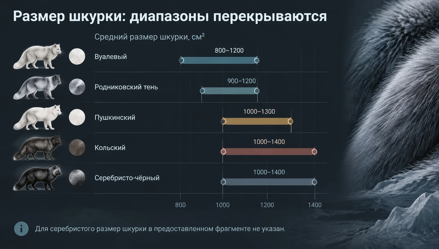 Размер шкурки: диапазоны перекрываются