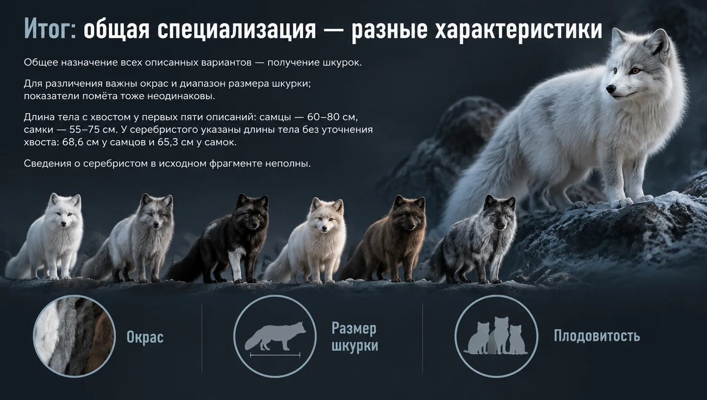 Итог: общая специализация — разные характеристики