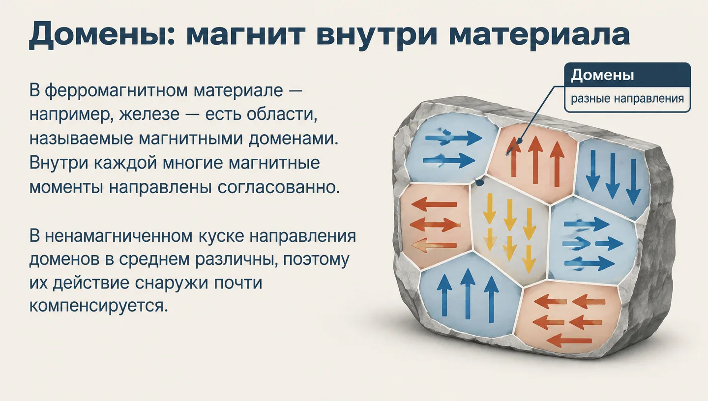 Домены: магнит внутри материала