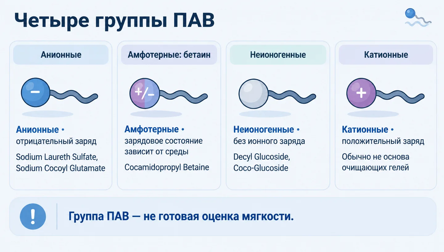 Четыре группы ПАВ