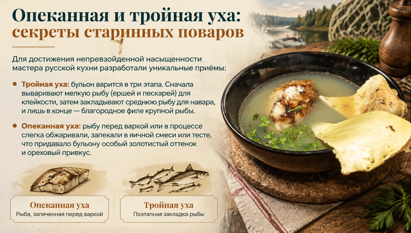 Опеканная и тройная уха: секреты старинных поваров