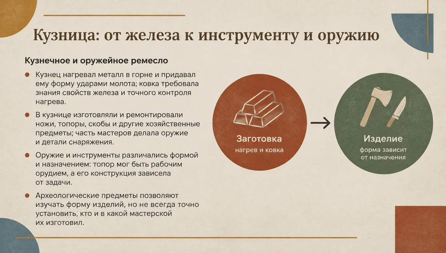 Кузница: от железа к инструменту и оружию