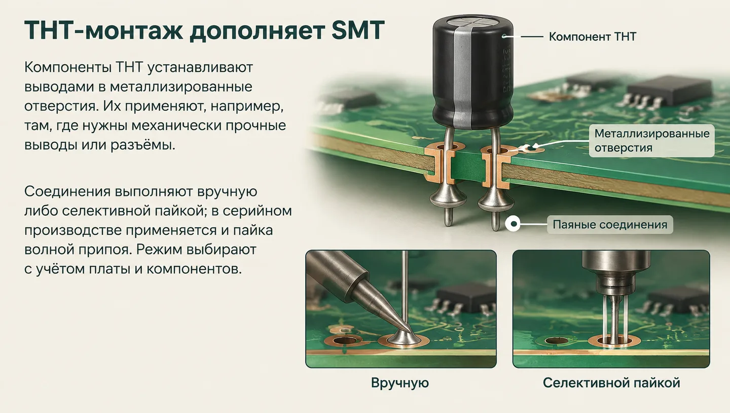 THT-монтаж дополняет SMT