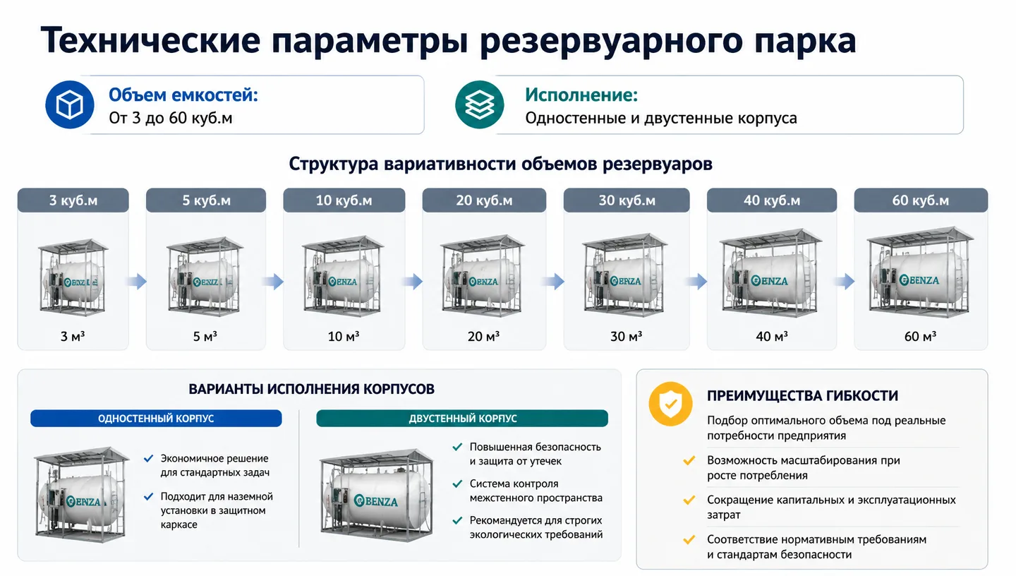 Технические параметры резервуарного парка
