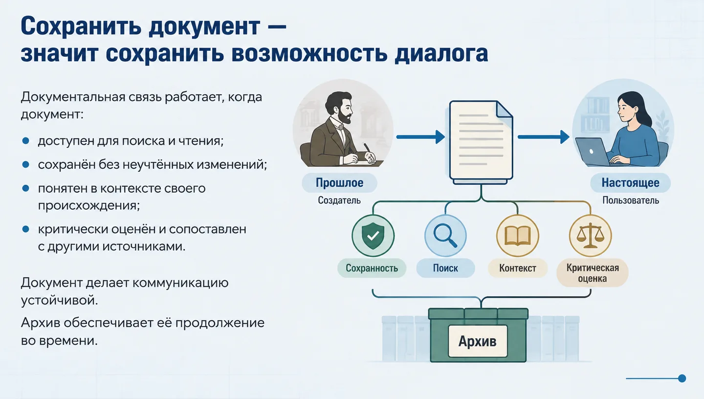 Сохранить документ — значит сохранить возможность диалога
