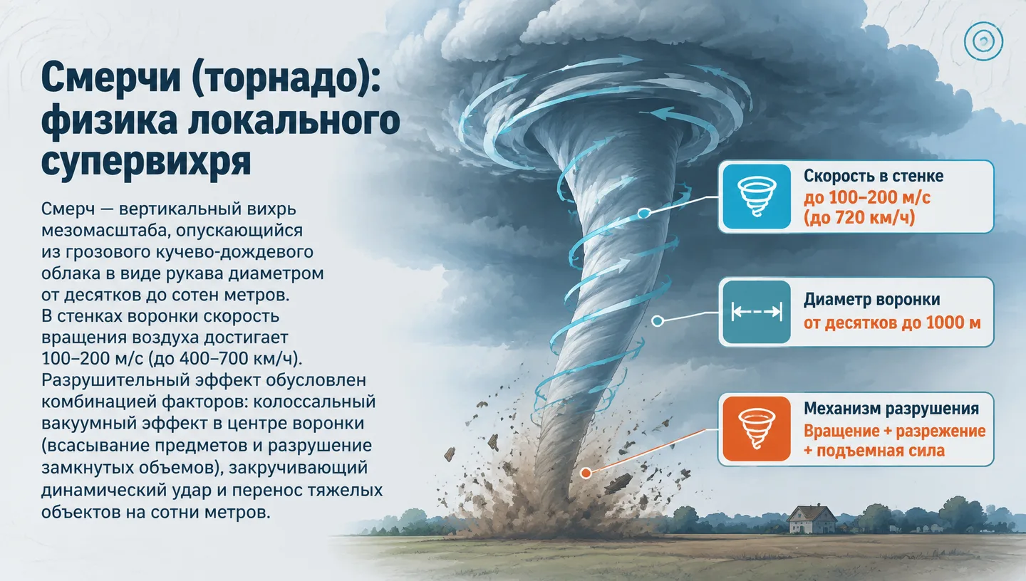Смерчи (торнадо): физика локального супервихря