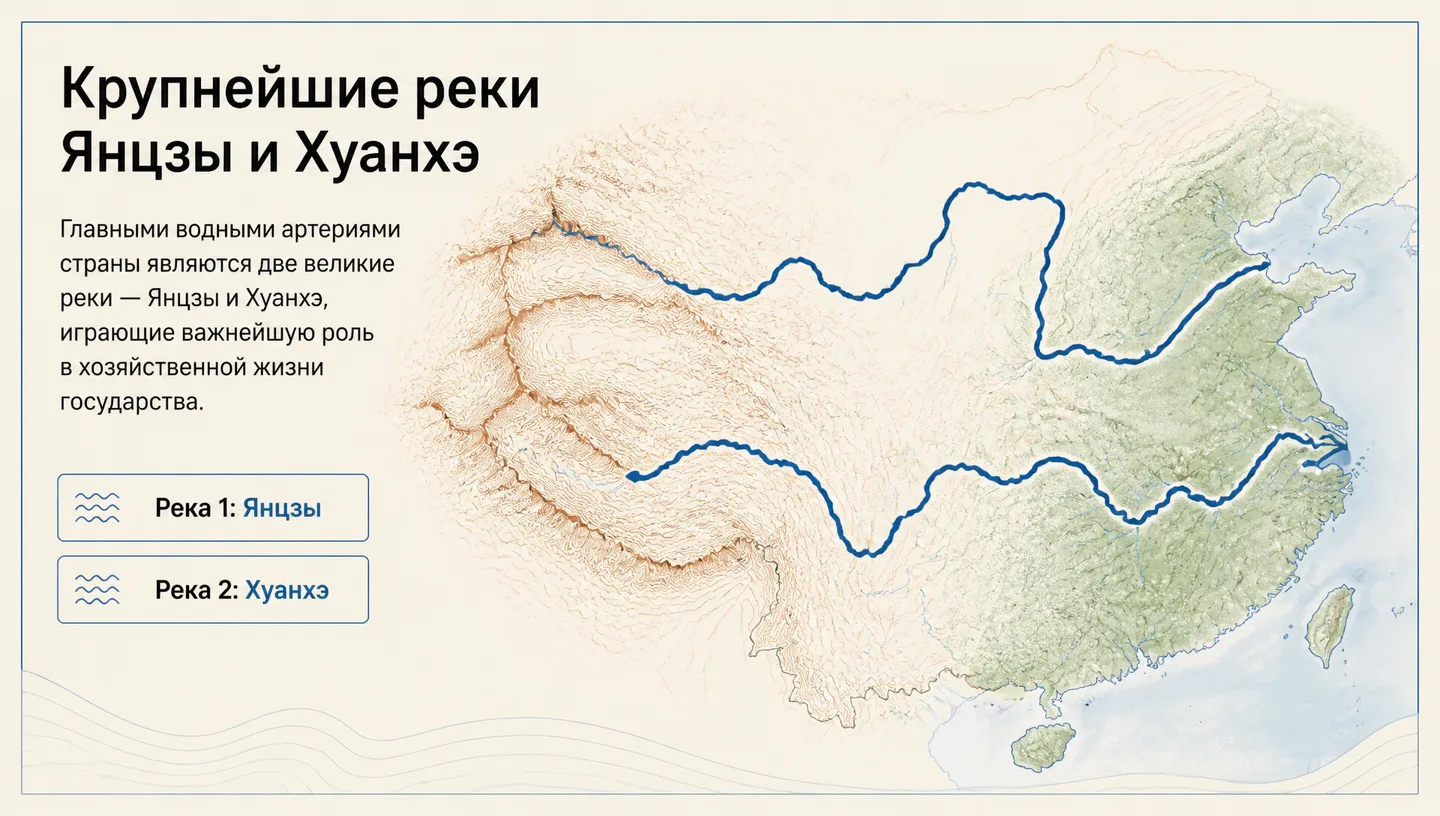 Крупнейшие реки Янцзы и Хуанхэ