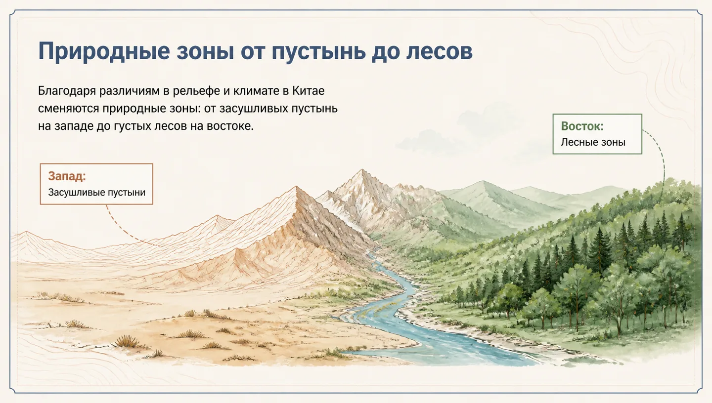 Природные зоны от пустынь до лесов